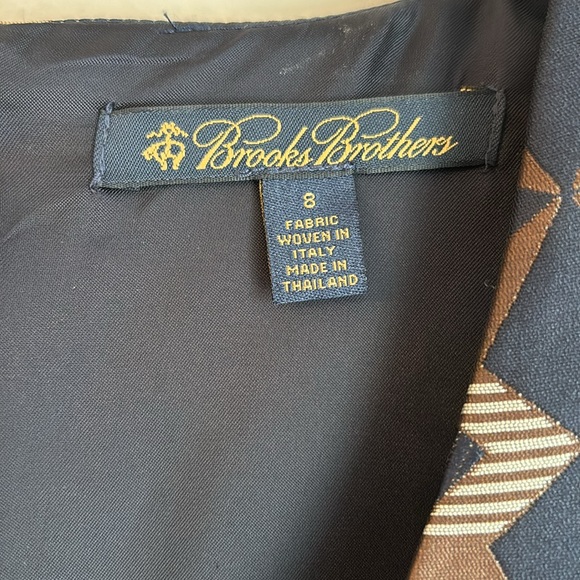 Brooks Brothers Women’s Navy & Brown Geometric Star Print Dress Sz 8 Italy NWOT - Picture 9 of 14